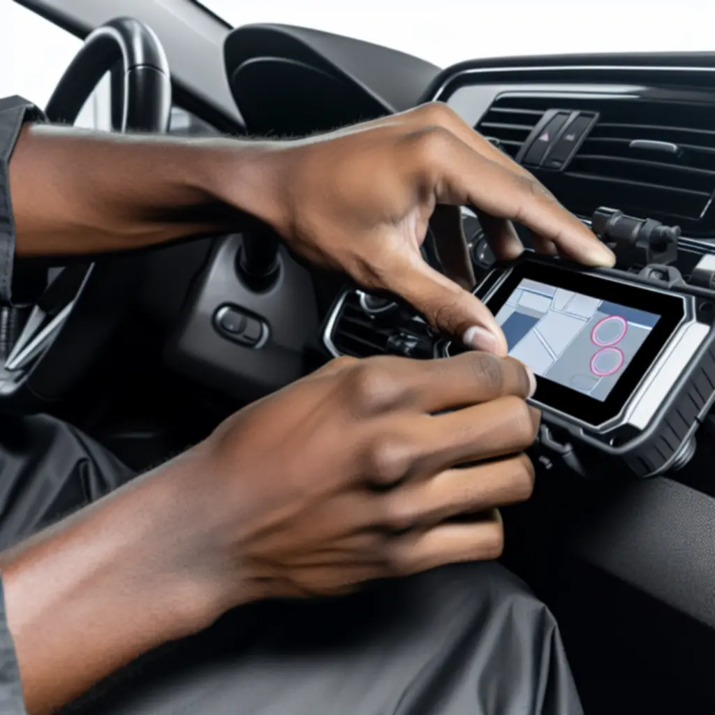 Monteur voert diagnose uit op auto-accessoires met professionele testapparatuur