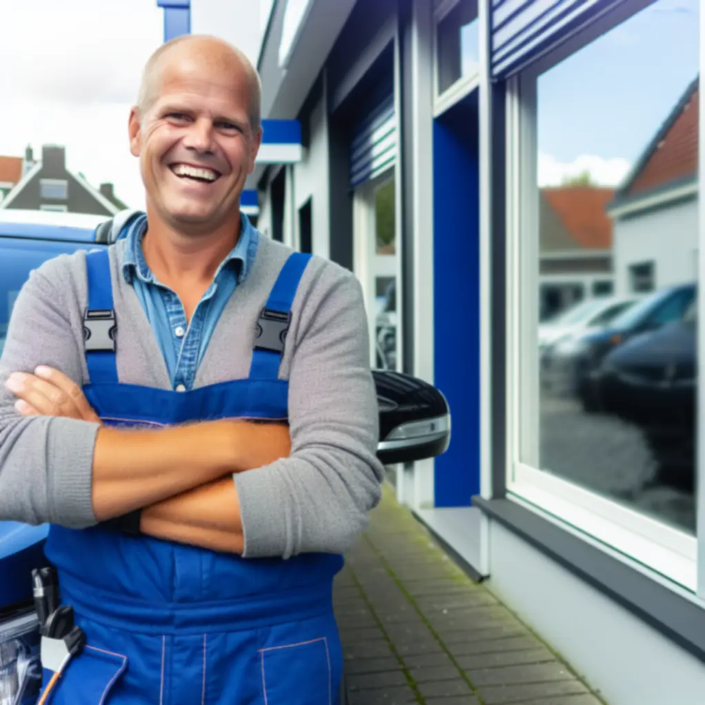 Klant bekijkt geïnstalleerde accessoires in de auto