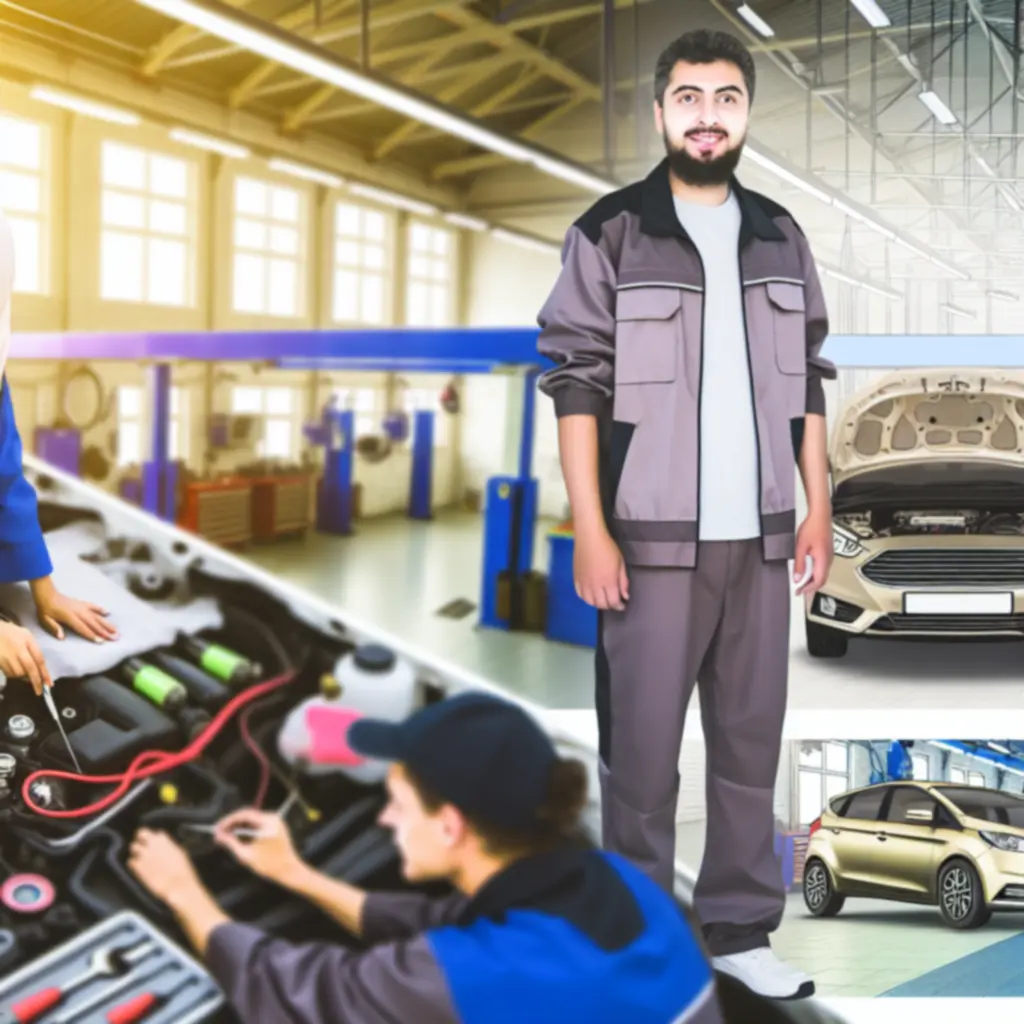 Professionele onderhoudswerkplek voor auto-accessoires in een moderne werkplaats