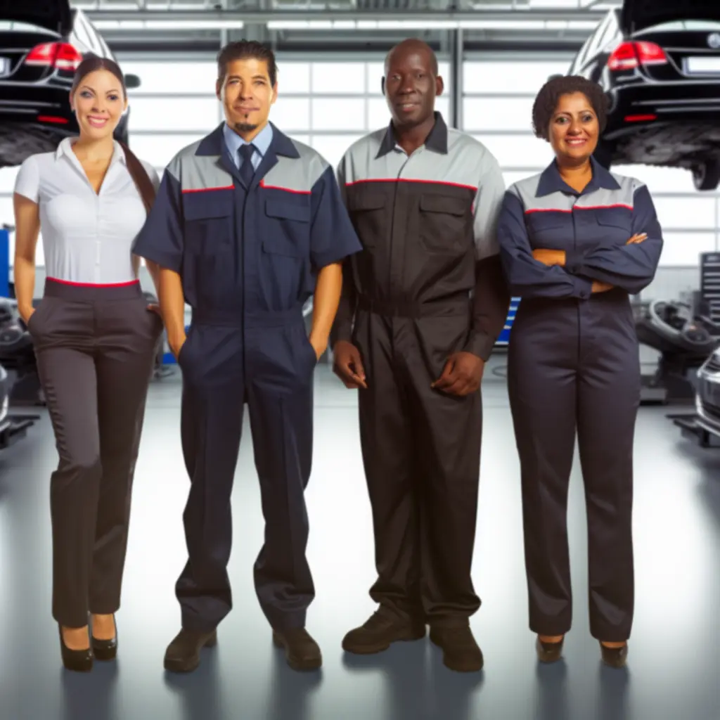 Team van monteurs en technici van Car Accessory Hub in de werkplaats